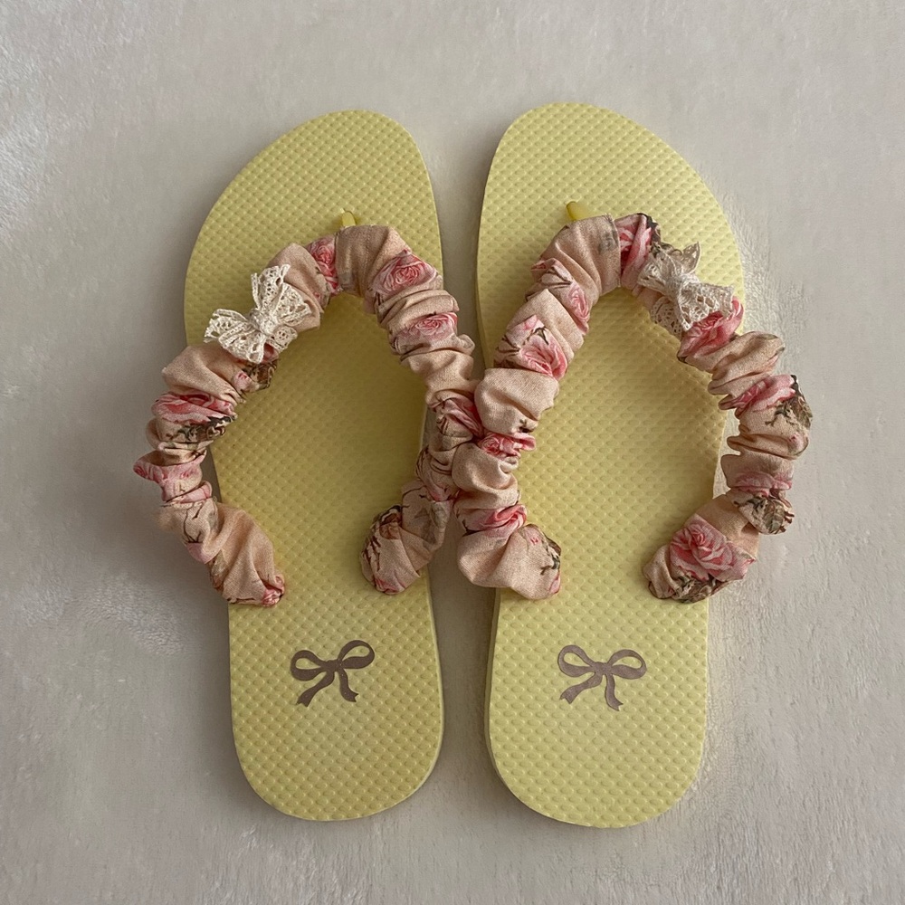 Love Shack Fancy Vibes Yellow Floral Strap Sandals